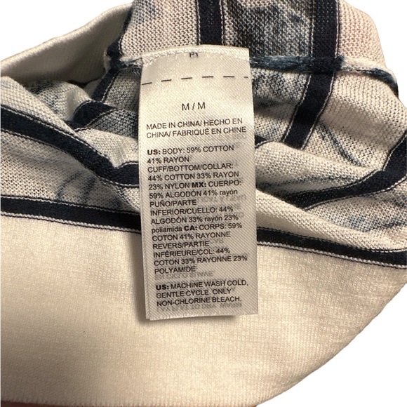 (EUC) White House Black Market Floral Striped Crew Neck Sweater Tee - Picture 4 of 5